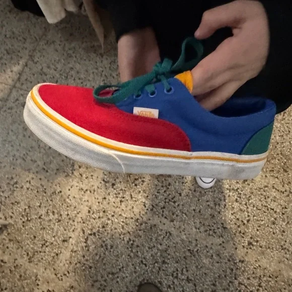 Vans Kids Low Top Sneakers - Red, Blue & Green - Picture 2 of 6